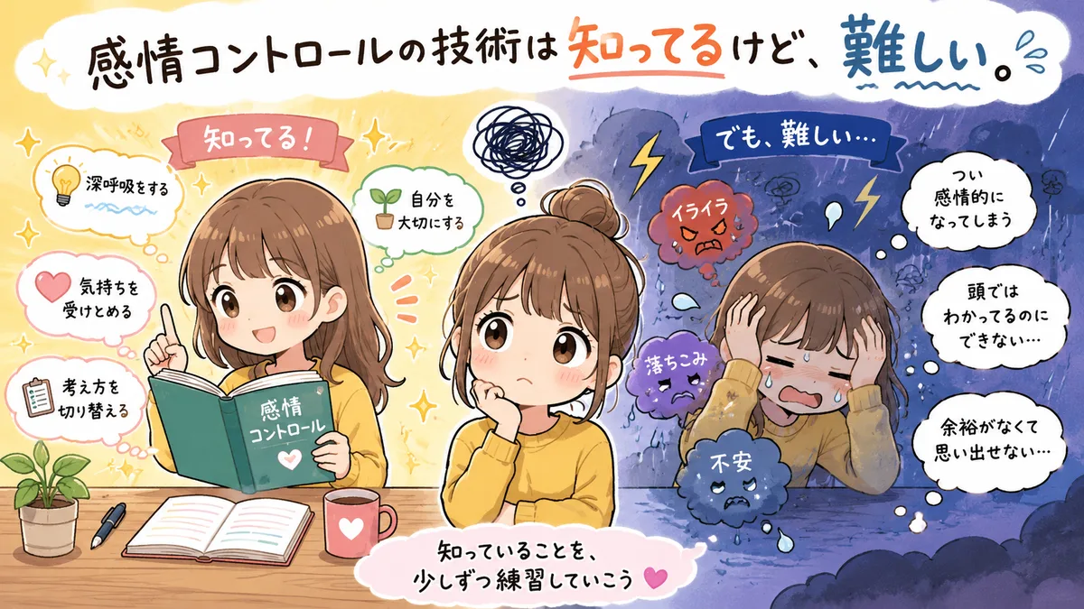 感情コントロールの技術は知ってるけど、難しい。